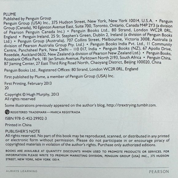 T-Rex Trying A Plume Humor Book by Hugh Murphy - Picture 3 of 7